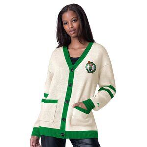 Celtics Ladies Starter Fast Break White Cardigan Sweater